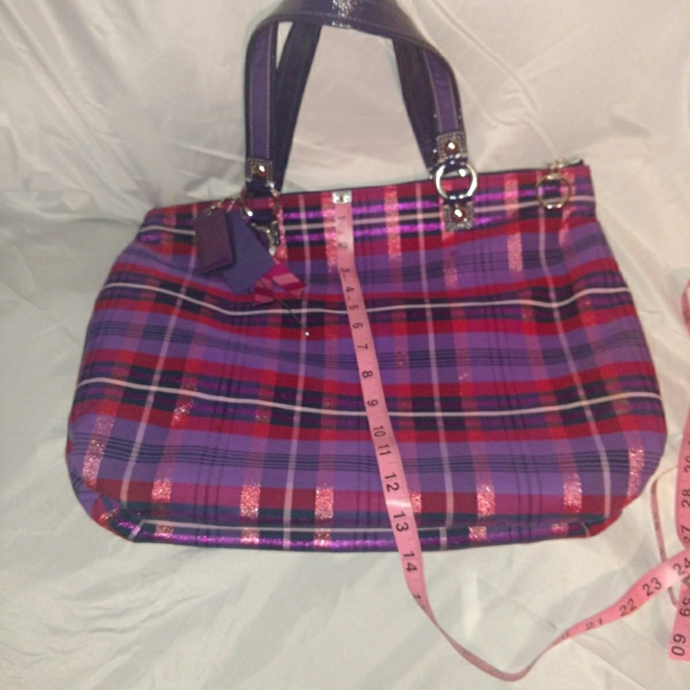 Coach Poppy Tartan Plaid Glam Handbag - Picture 6 of 6
